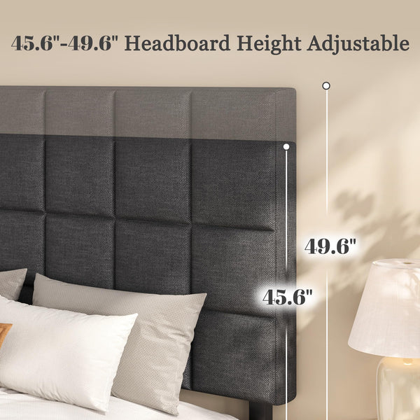 Platform Bed Frame with Adjustable Upholstered Headboard
