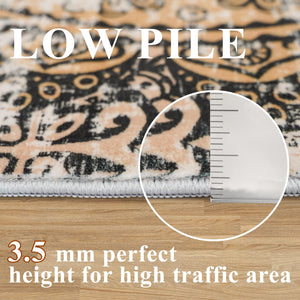 9x12 Abstract Area Rug – Washable, Non-Slip, Low Pile Polyester Carpet