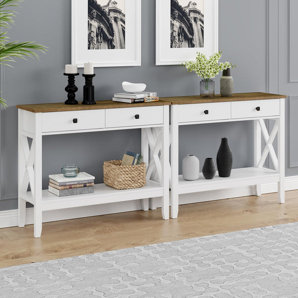 Console Table with 2 Drawers and Storage Shelf