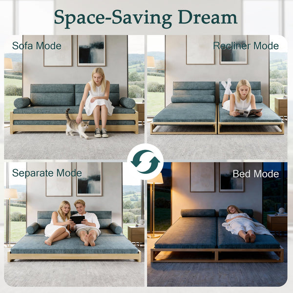 Convertible Sleeper Sofa Bed with Wood Frame