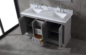 60" Double Sink Bathroom Vanity with Marble Countertop
