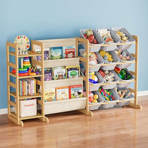3-Tier Kids Toy Storage Organizer with 4 Shelves & 12 Bins
