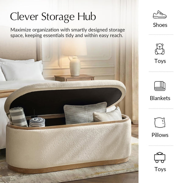 Modern Chenille Upholstered Storage Bench