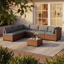 7-Piece Outdoor Sectional Sofa Set with Cushions & Glass Coffee Table