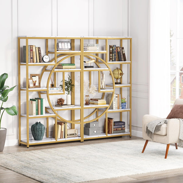 9-Shelf Etagere Bookcase with Metal Frame