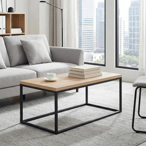 40" Rectangle Coffee Table with Black Metal Legs