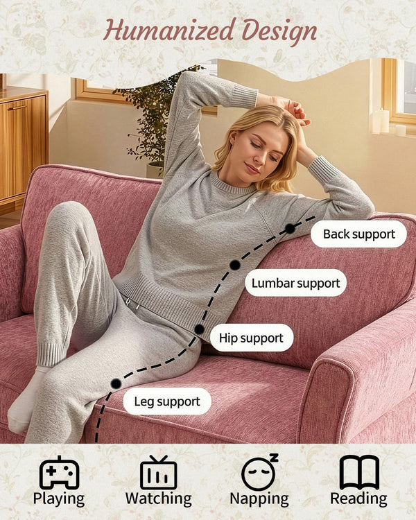 67" Chenille Loveseat Sofa with Removable Covers