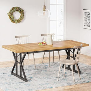 Farmhouse Dining Table 78.7-Inch for 6-8 People