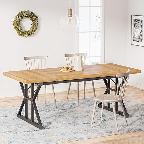 Farmhouse Dining Table 78.7-Inch for 6-8 People