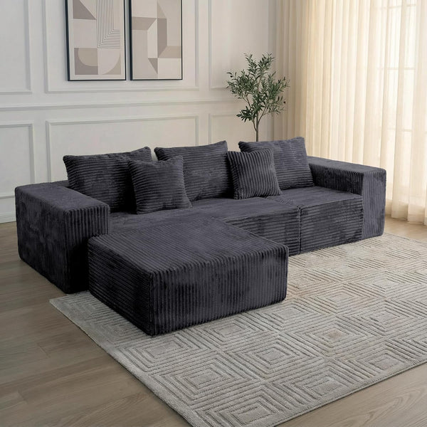 L-Shaped Modular Sectional Sofa with Deep Seat