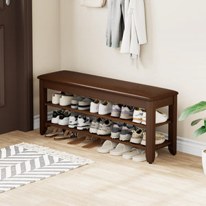 Shoe Storage Bench with Flip-Top Lid, Cushion & Adjustable Shelf