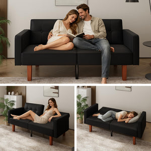 Convertible Futon Sofa Bed with Split Back