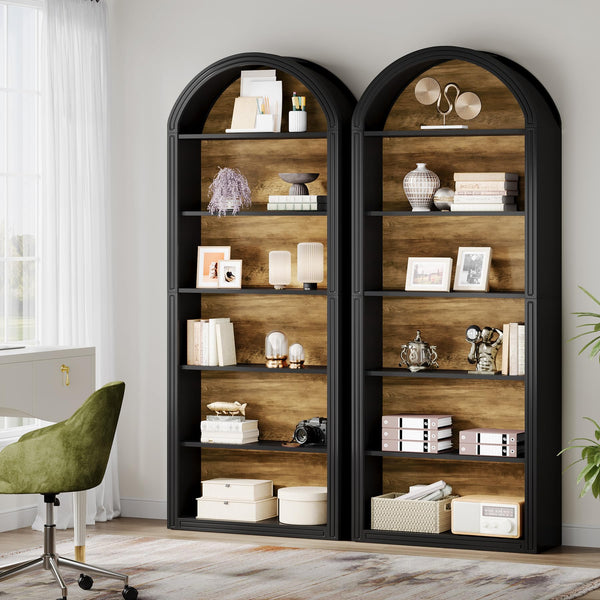 6-Tier Arched Bookcase with Storage Shelves