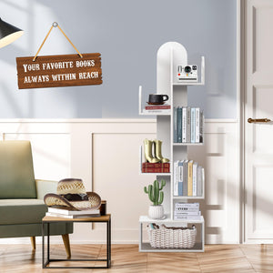 5-Tier Cactus Tree Bookshelf, 50" Tall Wood Storage Rack