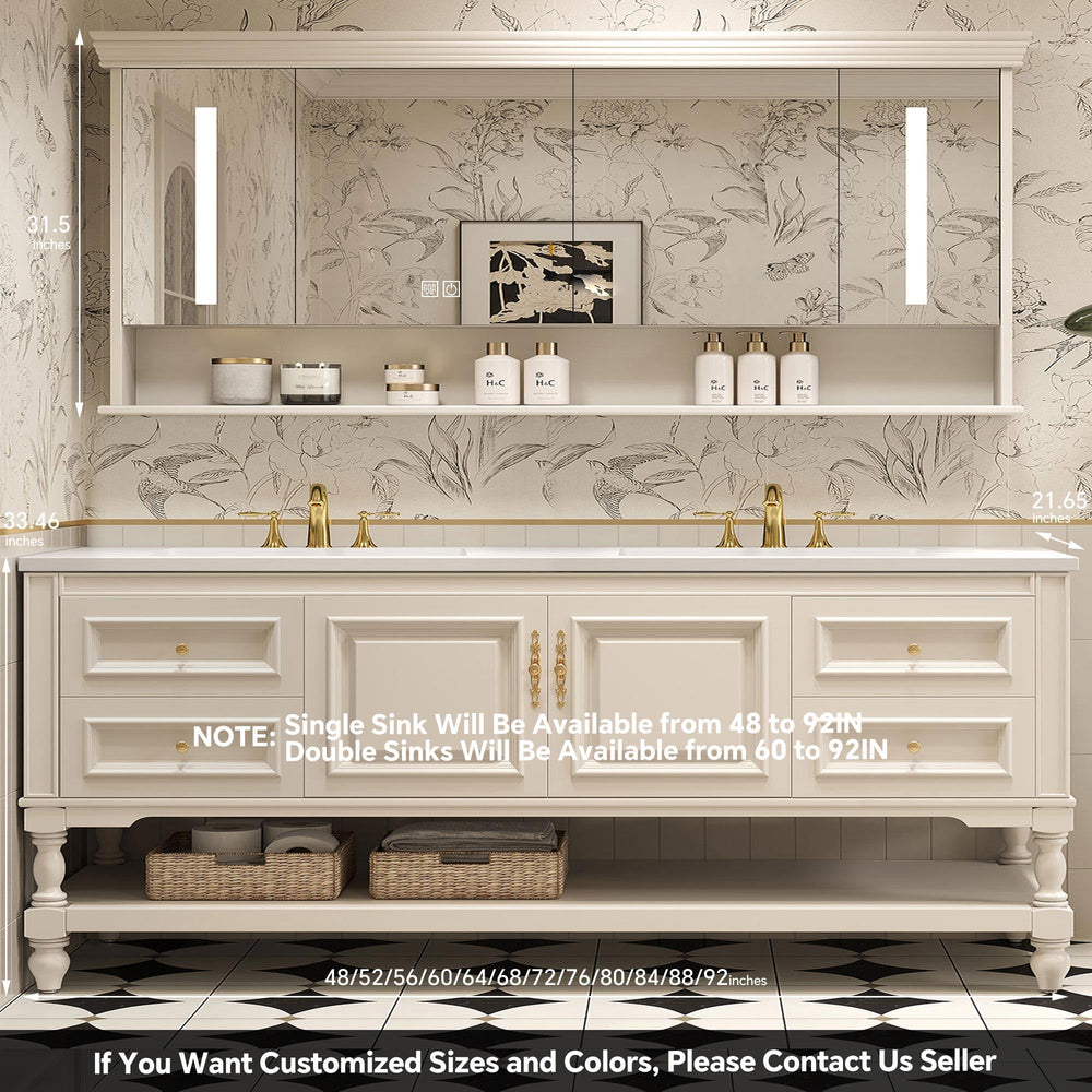 Bathroom Vanity with Sink, Smart Mirror & Open Shelves