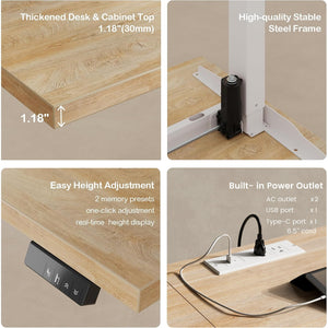 67" L-Shaped Electric Standing Desk with Storage
