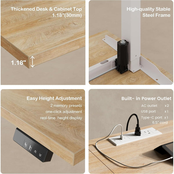 67" L-Shaped Electric Standing Desk with Storage