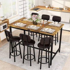 7-Piece Counter Height Bar Table Set with Upholstered Stools