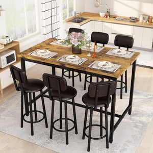 7-Piece Counter Height Bar Table Set with Upholstered Stools