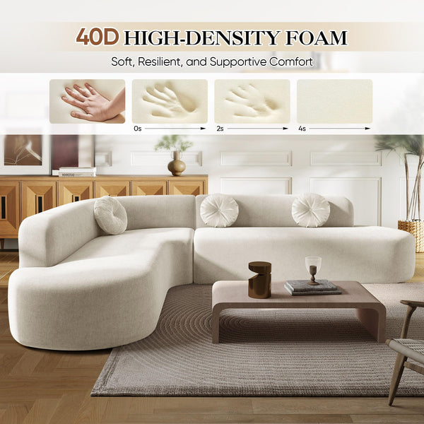 L-Shaped Curved Sectional Sofa – 4-Seater Deep Seat Corner Couch