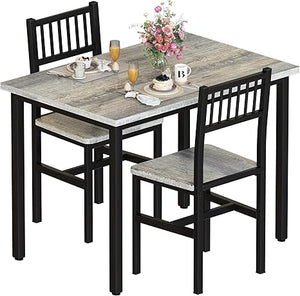 3-Piece Dining Table Set for 2 – Small Kitchen Table with 2 Stools