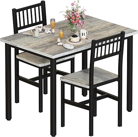 3-Piece Dining Table Set for 2 – Small Kitchen Table with 2 Stools