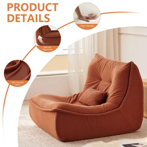 Foam-Filled Bean Bag Lounge Chair with Lumbar Pillow