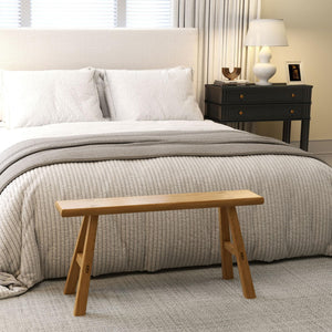 36-Inch Solid Elm Wood Bench – Handmade Mortise & Tenon, Seats 2–3, Natural Wood