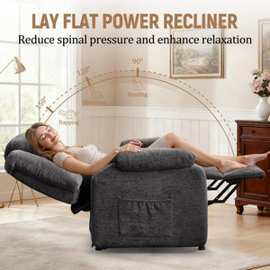 Oversized Power Recliner Chair with Electric Recline & Chenille Fabric