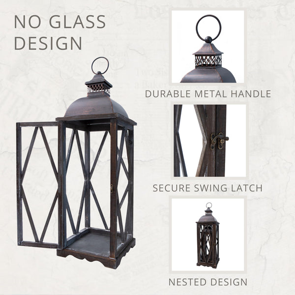 Farmhouse Outdoor Lanterns Set of 2 – Rustic Candle Holder Decor for Patio, Porch & Garden