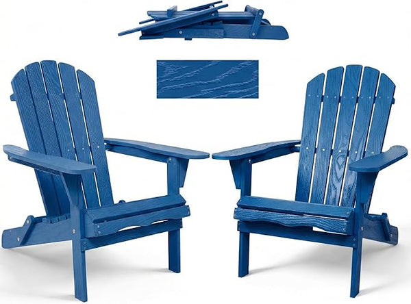 Folding Solid Wood Adirondack Chair with Pre-Assembled Backrest