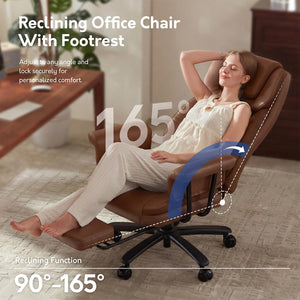 Executive Office Chair Big and Tall 500LBS Reclining with Footrest