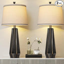 Modern Resin Table Lamps Set of 2 - 3 Color Temperature, Linen Shade, 27"