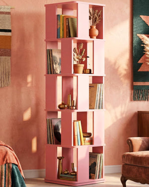 5-Tier Rotating Bookshelf with 360° Swivel Base