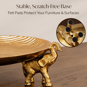 Round Decorative Tray with Elephant Base