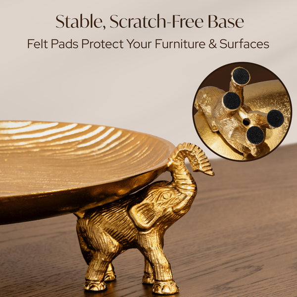 Round Decorative Tray with Elephant Base