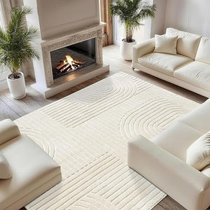 Soft High-Low Pile Area Rug – Washable, Non-Slip Indoor Rug for Living Room, Bedroom & Kids Room