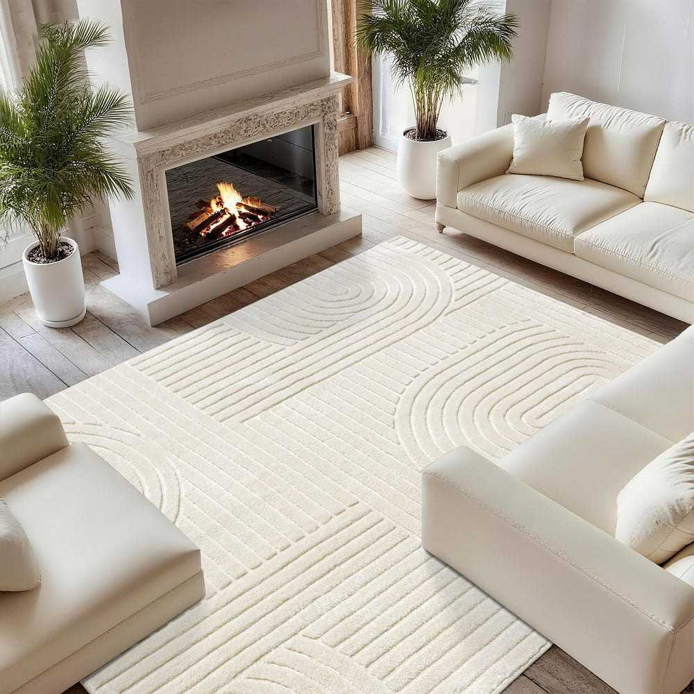 Soft High-Low Pile Area Rug – Washable, Non-Slip Indoor Rug for Living Room, Bedroom & Kids Room