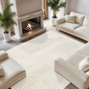 Soft High-Low Pile Area Rug – Washable, Non-Slip Indoor Rug for Living Room, Bedroom & Kids Room