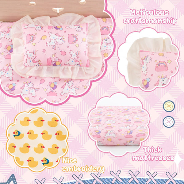 18 Inch Doll Bedding Set 6-Piece with Comforter, Mattress & Pillow