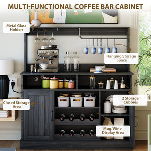 47" Farmhouse Coffee Bar Cabinet with Sliding Barn Door