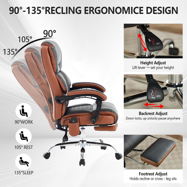 Massage Office Chair 6-Point Vibration with Footrest & Heat
