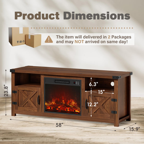 Fireplace TV Stand with Storage 54-Inch