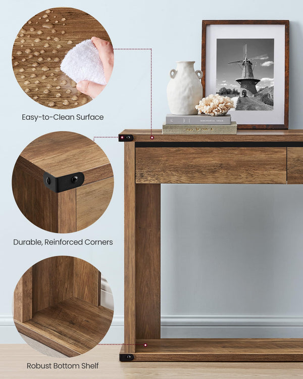Console Table with 3 Drawers & Bottom Shelf – Farmhouse Style