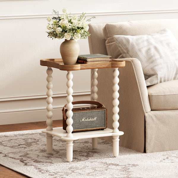 2-Tier Farmhouse End Table with Open Shelf