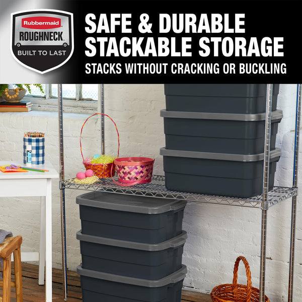 Heavy Duty Plastic Storage Totes with Lids – Stackable Bins