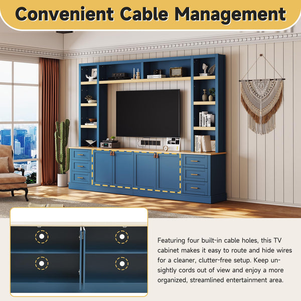 4-Piece Entertainment Center Wall Unit with TV Stand & Bookshelves
