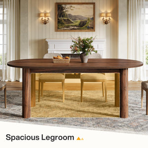 63" Oval Dining Table for 6 – Walnut MDF Kitchen Table