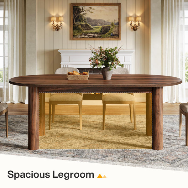 63" Oval Dining Table for 6 – Walnut MDF Kitchen Table