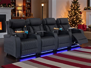Home Theater Seating – Top Grain Leather Recliner Sofa